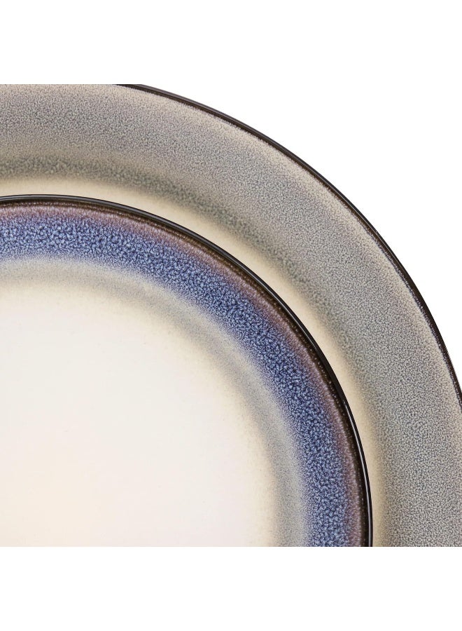 Gibson Elite Gibson Elite Rings of Saturn Round Reactive Glaze Stoneware Dinnerware Set Service for Four 16pcs Grey and Cream  - Image 4