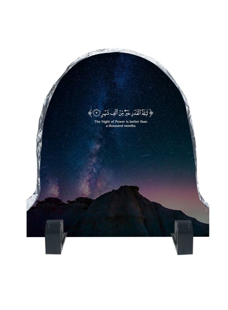 Service Zone Protective Printed White Rock Shape Marble Photo Frame for Table Top Quraan Aayat - Image 1