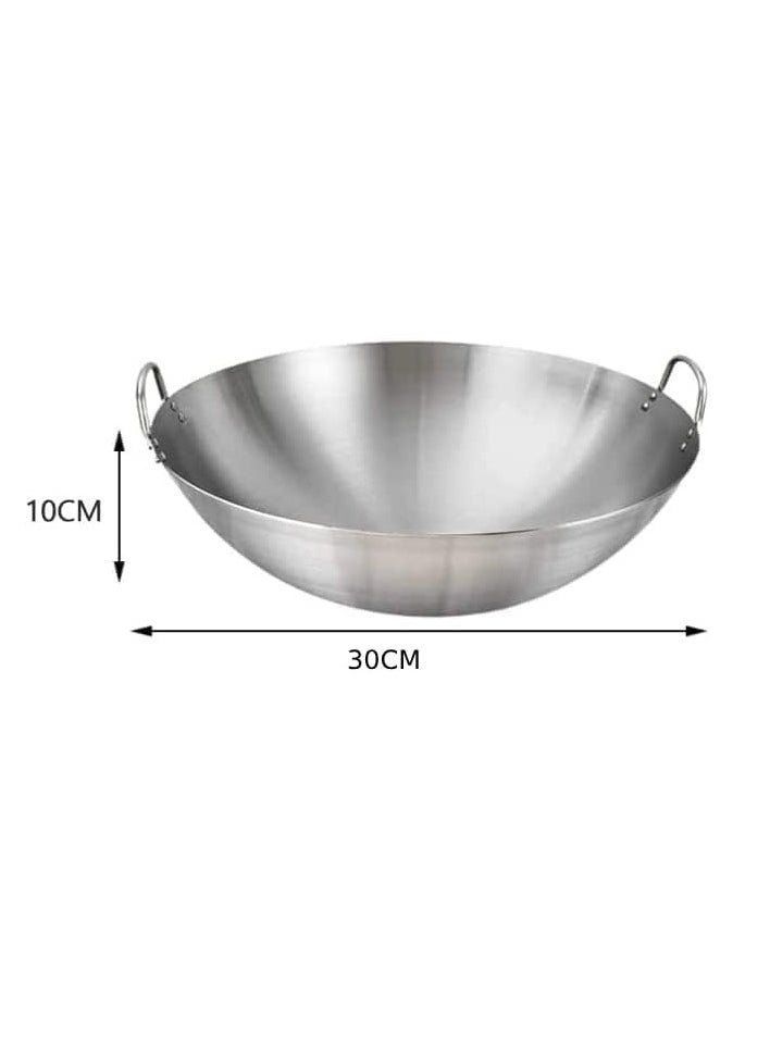 ECVV | 2PCS | Stainless Steel Wok Pan Stir Fry Pan Deep Frying Wok Nonstick Frying Skillet with Double Handles Flat Bottom Wok Chinese Cooking Wok 30cm/11.81 inch - pzsku/Z75BFC10E3F51FBA02DFCZ/45/_/1727181559/765bde3c-a68b-4334-b1f8-1a6d63f71aa9