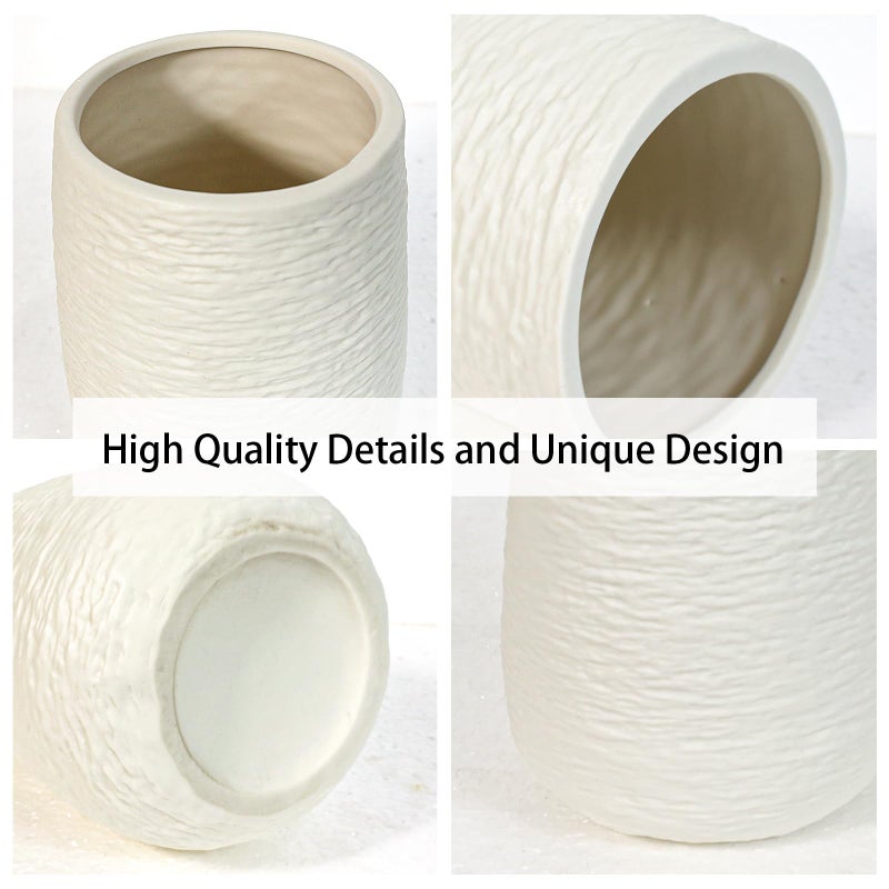 LIFFY Ceramic Flower Vase Set of 2, Home Decor Simple Modern Stereo Grain Table Decorative Vases for Dinning Room, Living Room, Bathroom, Office, Coffee Desk, Fireplace, Gift for Mother, Wife - Image 4