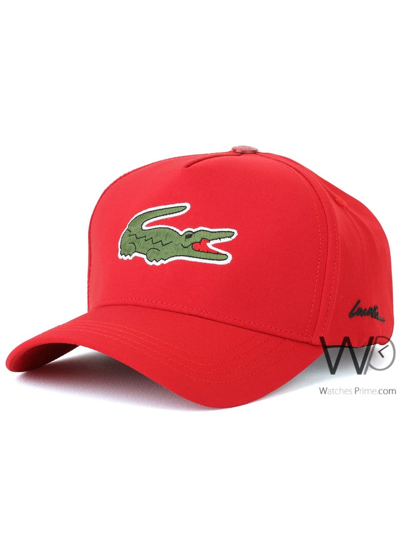 LACOSTE Red Lacoste CROC Baseball Cotton Cap  - Image 1