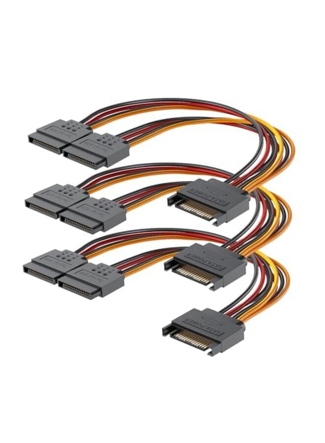 LAMAY 2PCS 15 Pin SATA Power Splitter Cable, 7.8 Inch Sata Male to 2X Female Cabl0e for HDD SSD Optical Drives - Image 1