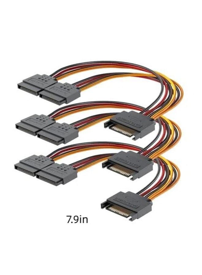 LAMAY 2PCS 15 Pin SATA Power Splitter Cable, 7.8 Inch Sata Male to 2X Female Cabl0e for HDD SSD Optical Drives - Image 2