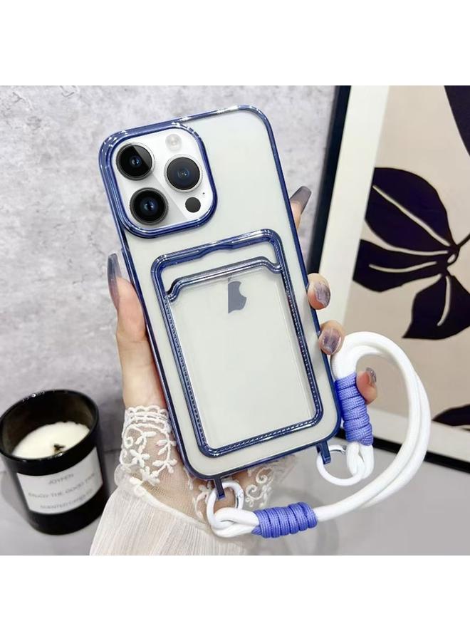 S-TOP Case For iPhone 13 Pro Max Plating Clear TPU Phone Case with Card Slot & Strap - Image 1