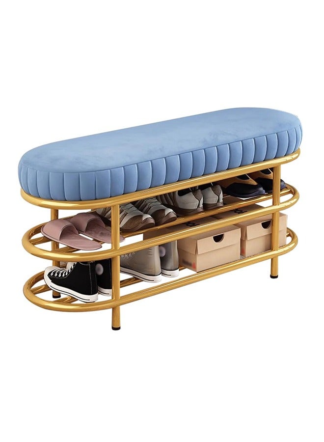 Generic Shoe Storage Bench - Entryway Shoe Organizer with Velvet Seat, Gold Metal Frame - Stylish and Functional Shoe Rack, Easy Assembly - Space-Saving Solution for Organized Shoe Collection  - Image 1
