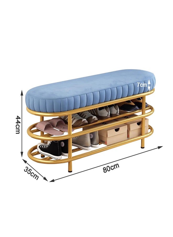 Generic Shoe Storage Bench - Entryway Shoe Organizer with Velvet Seat, Gold Metal Frame - Stylish and Functional Shoe Rack, Easy Assembly - Space-Saving Solution for Organized Shoe Collection  - Image 5