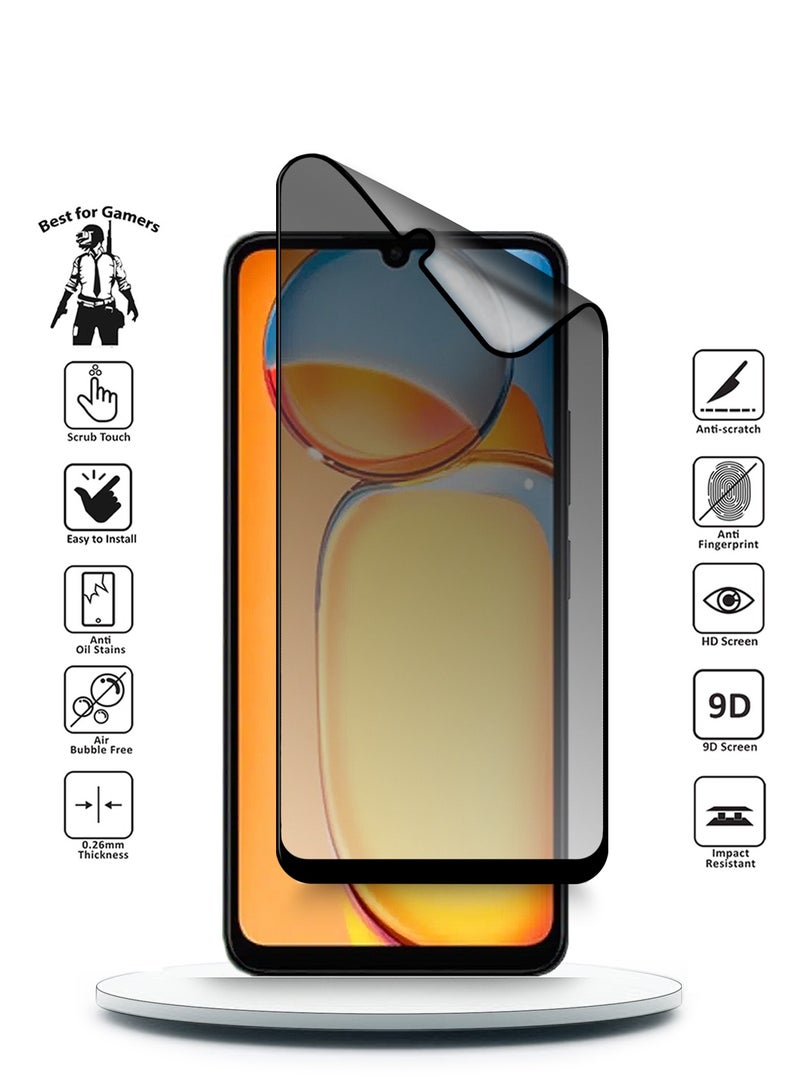 Wtech Xiaomi Redmi 13C 4G 2023 / Xiaomi Poco C65 4G 2023 Nano Ceramic Privacy Full Glue Full Cover Matte Flexible Screen Protector  (MSCNMP) - Clear/Black - Image 2