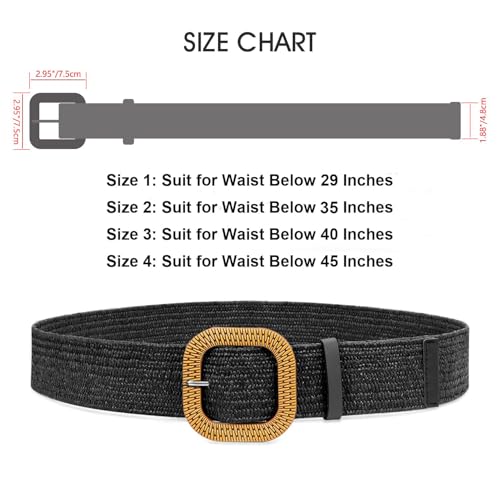 WHIPPY Set of 4 Straw Woven Elastic Stretch Waist Belts for Women, Fashion Boho Ladies Braided Skinny Dress Belt by WHIPPY - Image 4