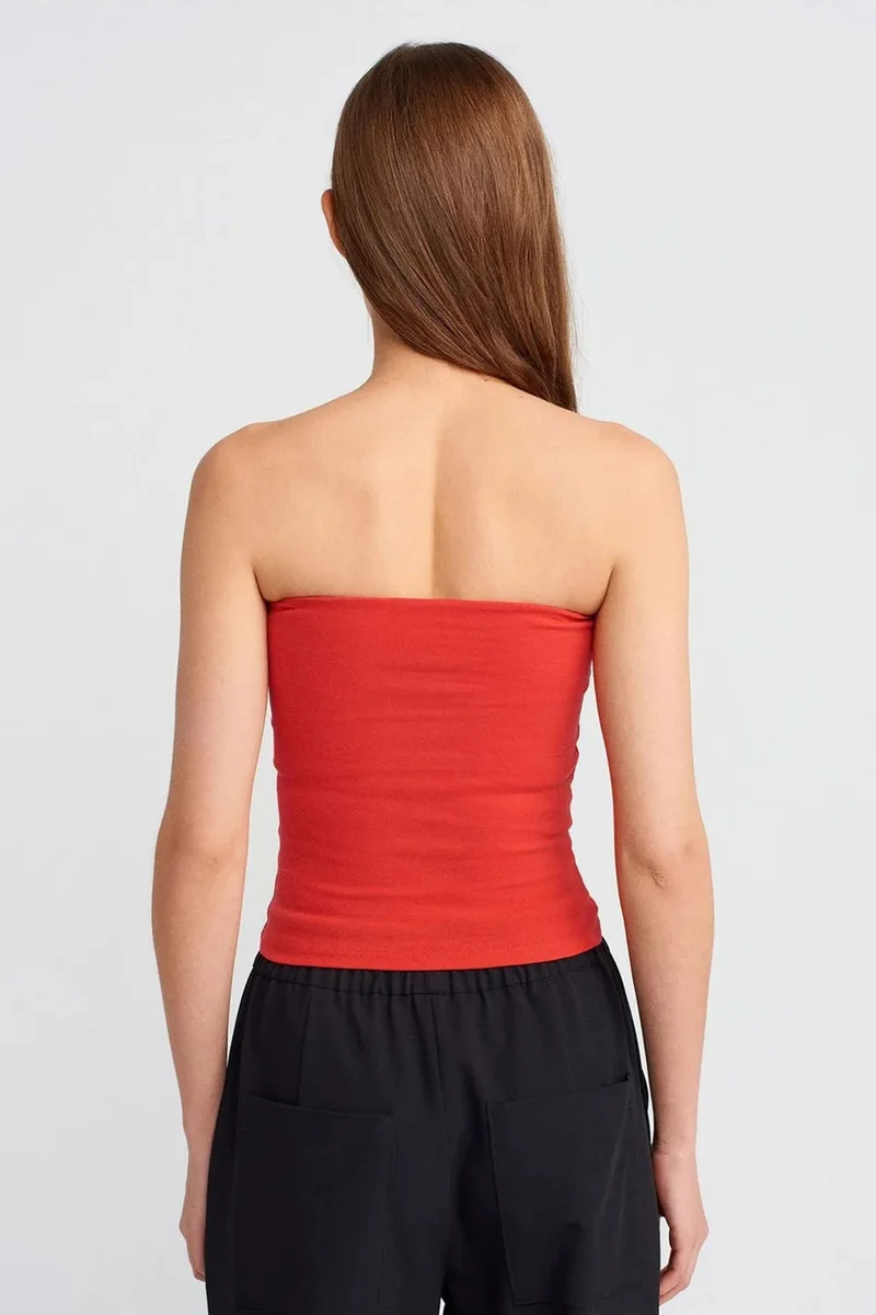 Dilvin Red DILVIN Strapless Bodycon Bandeau Blouse for Women | Best Price UAE