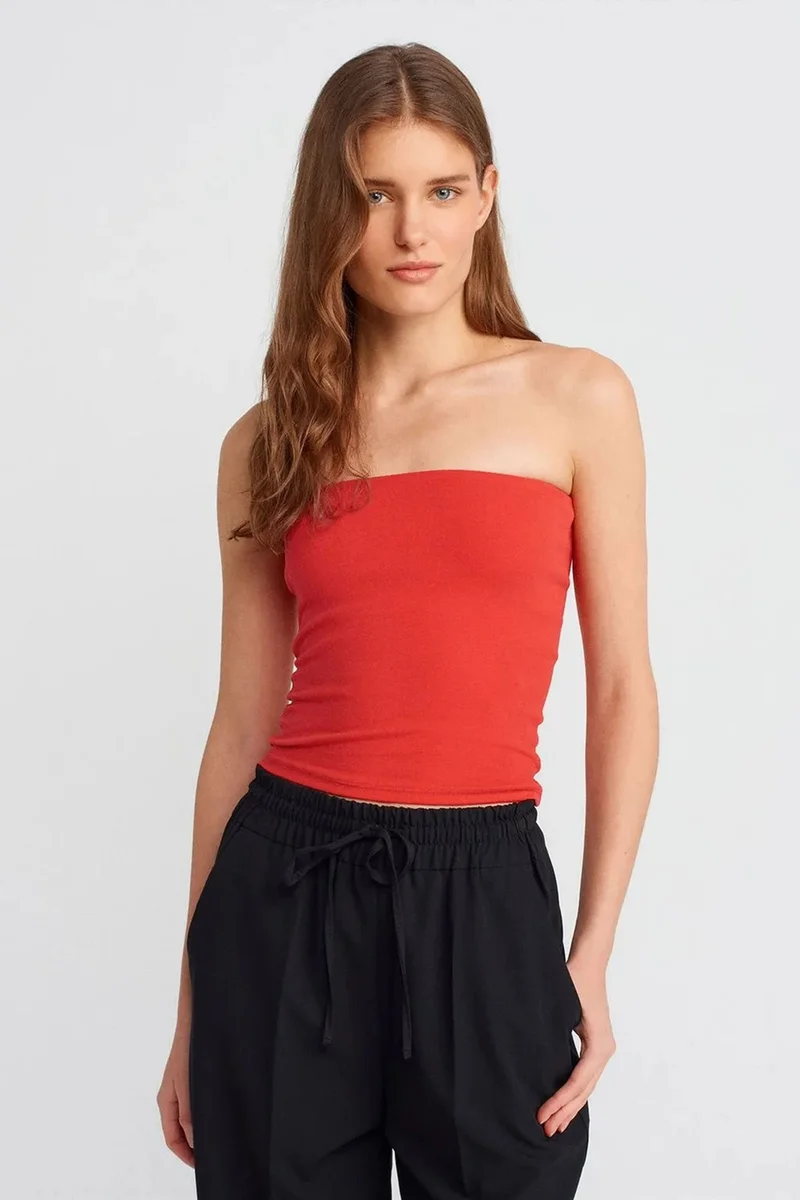 Dilvin Red DILVIN Strapless Bodycon Bandeau Blouse for Women | Best Price UAE