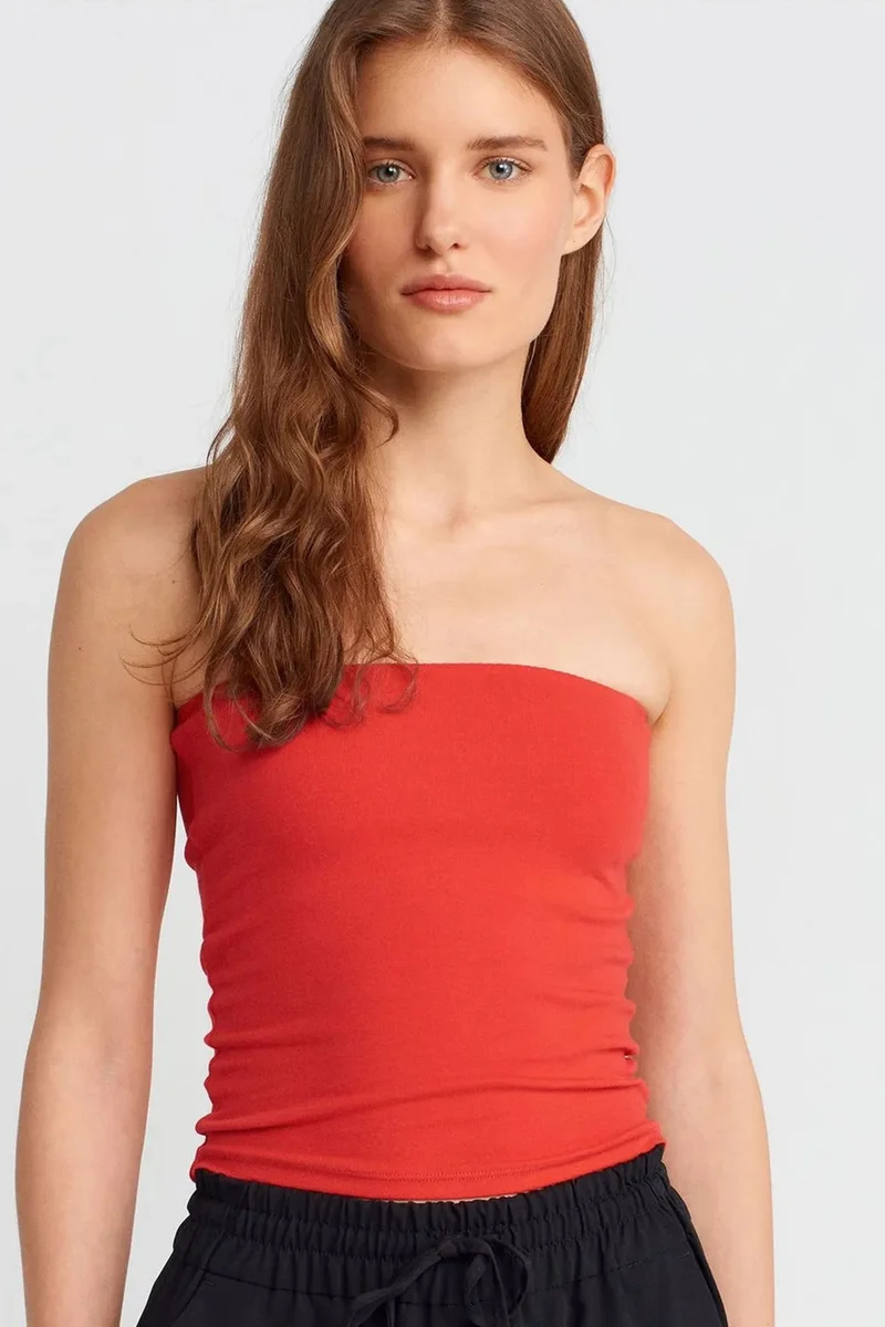 DILVIN Strapless Bodycon Bandeau Blouse