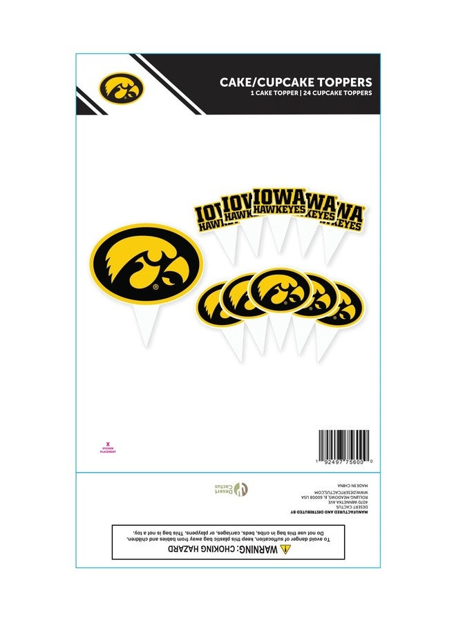 Desert Cactus University of Iowa Hawkeyes Food Picks Cupcake Toppers 25 pcs