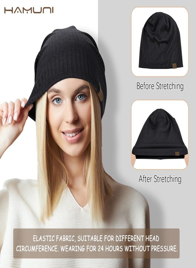 HAMUNI Slouchy Beanie for Men Women Soft Lightweight Running Beanie Hat Chemo Cap Skull Cap (US, Alpha, One Size, Black) - Image 4