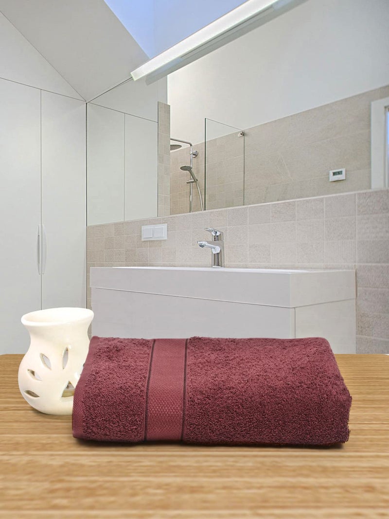 Creeva 100% Cotton 525 GSM Lady Bath Towel, Absorb Texture, Soft and Highly Absorbant, multi use Bathing, Gym, Pool, Spa, Hair drying 60 X 120 cm - Wine - Image 1