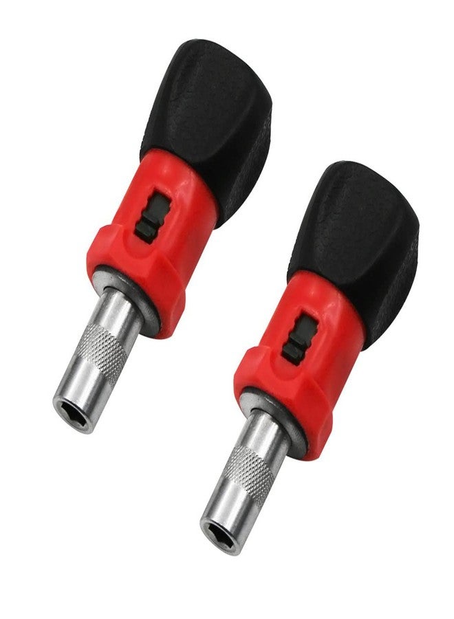 TorSor 2 Pack Stubby Ratcheting Screwdriver Short Mini Ratchet Wrench Pocket Key with L R Switch Screw Bit Driver Holder Magnetic 1/4 Hex Socket 75mm Anti-slip Handle - Image 1