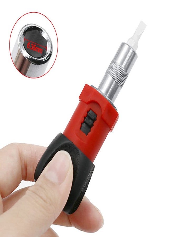 TorSor 2 Pack Stubby Ratcheting Screwdriver Short Mini Ratchet Wrench Pocket Key with L R Switch Screw Bit Driver Holder Magnetic 1/4 Hex Socket 75mm Anti-slip Handle - Image 4