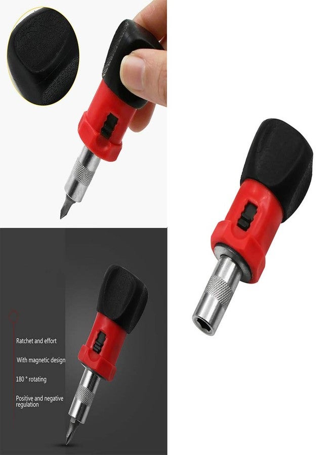 TorSor 2 Pack Stubby Ratcheting Screwdriver Short Mini Ratchet Wrench Pocket Key with L R Switch Screw Bit Driver Holder Magnetic 1/4 Hex Socket 75mm Anti-slip Handle - Image 5
