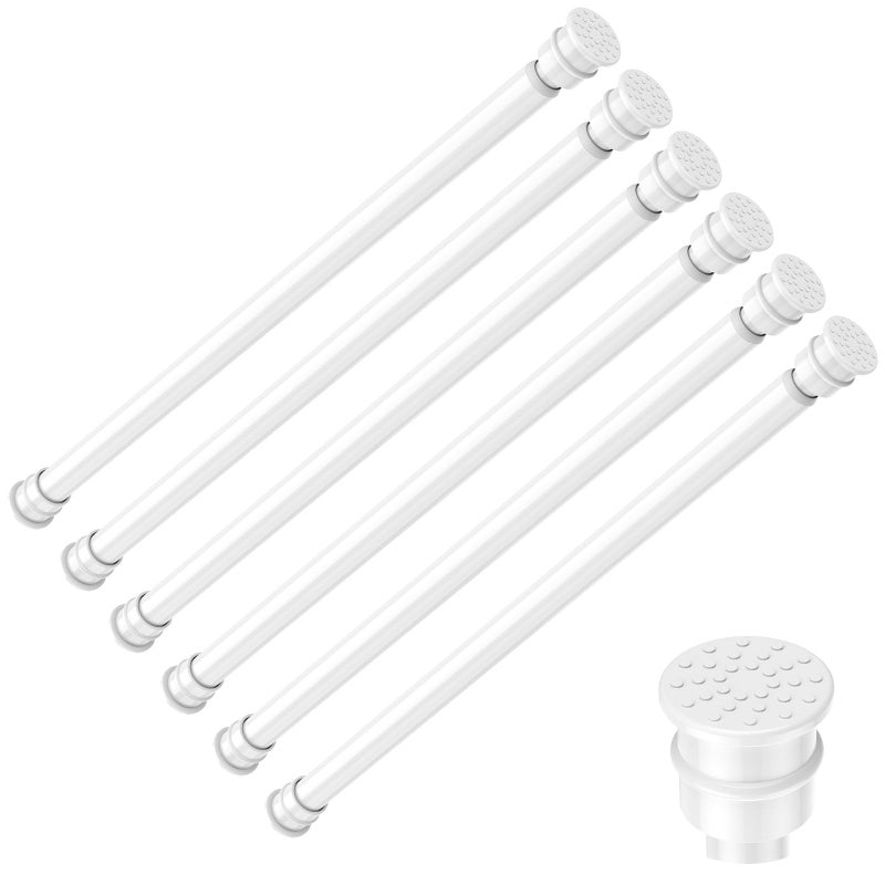 fvonzn Tension Curtain Rod 17 to 28 Inch Adjustable Tension Rods 6 Pack Expandable Spring Tension Rod White No Drilling for Closet Kitchen Cupboard Wardrobe Door Bookshelf DIY Projects - Image 2