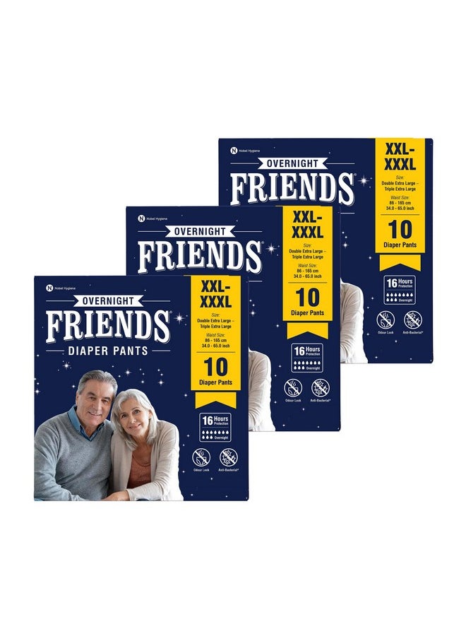 Friends Overnight Adult Diapers Pants Style - 30 Count (Double Extra Large) with odour lock, Unisex, Leakproof, Elastic Waist and Anti-Bacterial Absorbent Core - Waist Size 34-65 Inch; 86-165 cm - pzsku/Z75C040BC68F3D4904172Z/45/_/1738305615/8e984c59-e582-45ee-a0cc-6263d6d68e3d