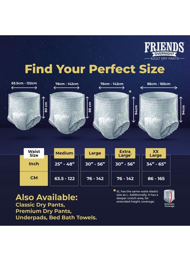 Friends Overnight Adult Diapers Pants Style - 30 Count (Double Extra Large) with odour lock, Unisex, Leakproof, Elastic Waist and Anti-Bacterial Absorbent Core - Waist Size 34-65 Inch; 86-165 cm - pzsku/Z75C040BC68F3D4904172Z/45/_/1738305628/6ff152f0-1de7-4a14-9c2c-8802aaf67a91