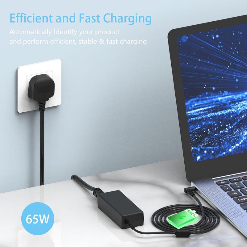 65W 45W شاحن كمبيوتر محمول لـ HP Pavilion x360 11 13 15 17, EliteBook, Chromebook, ProBook, Envy, Spectre, Stream 11 13 14, 250 G6, 255 G7 مزود طاقة مع طرف أزرق - Image 4