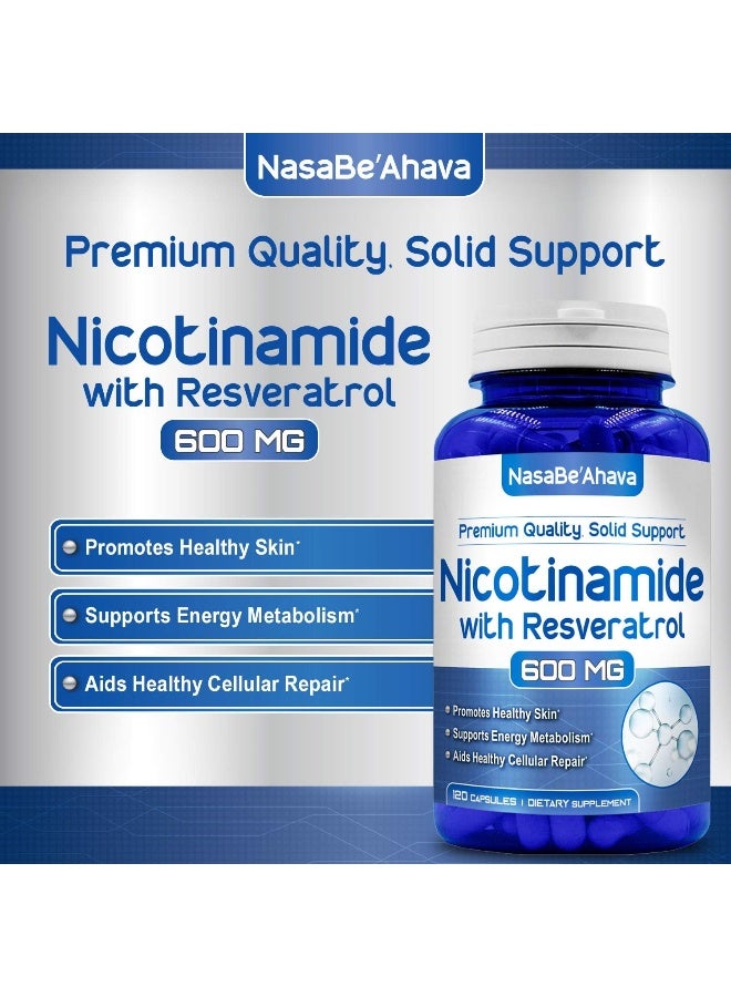 NasaBeahava Nicotinamide With Resveratrol 120 Veggie Capsules Vitamin B3 600Mg (Niacinamide Flush Free) - Image 4