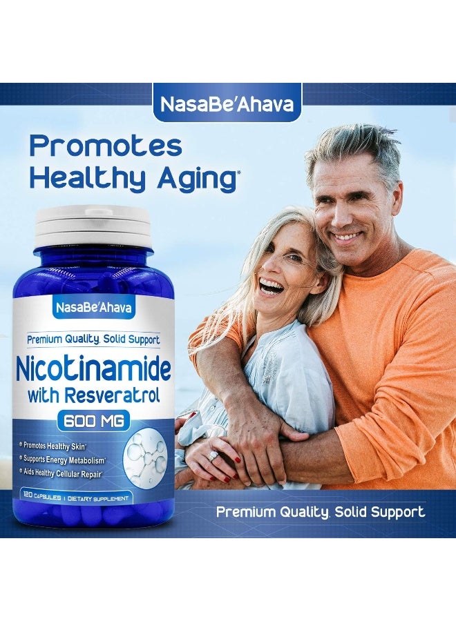 NasaBeahava Nicotinamide With Resveratrol 120 Veggie Capsules Vitamin B3 600Mg (Niacinamide Flush Free) - Image 5