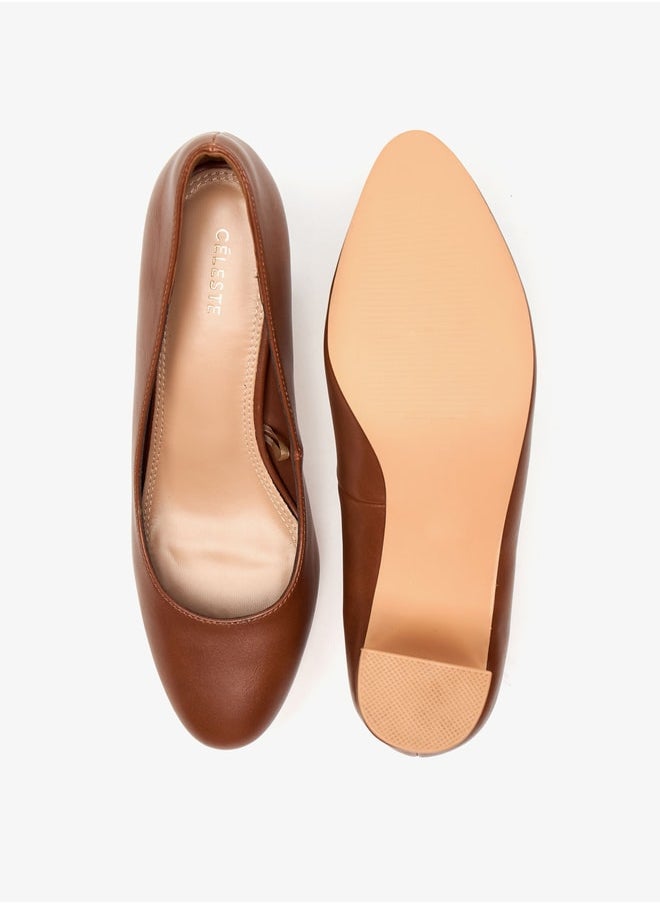 Celeste Women's Solid Slip-On Shoes with Block Heels  - Image 4