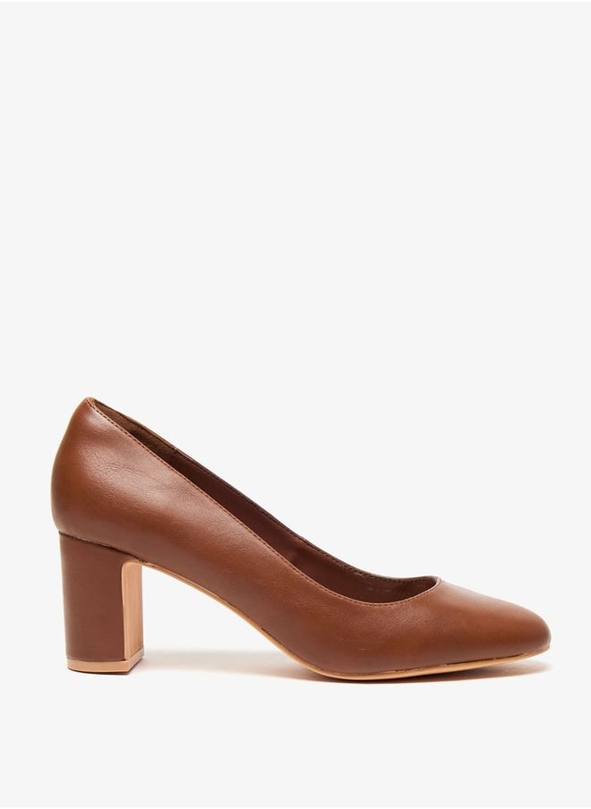 Celeste Women's Solid Slip-On Shoes with Block Heels  - Image 3