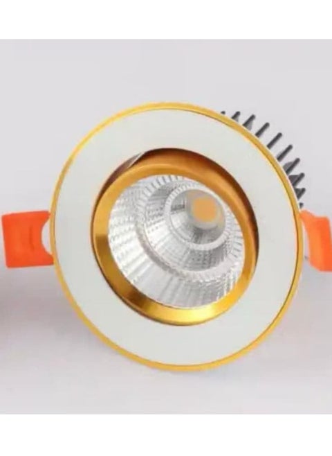 سبوت لايت مقاس القاعده 7 سم  7 واط LED اضاءه اصفر ايطار ذهبي COB