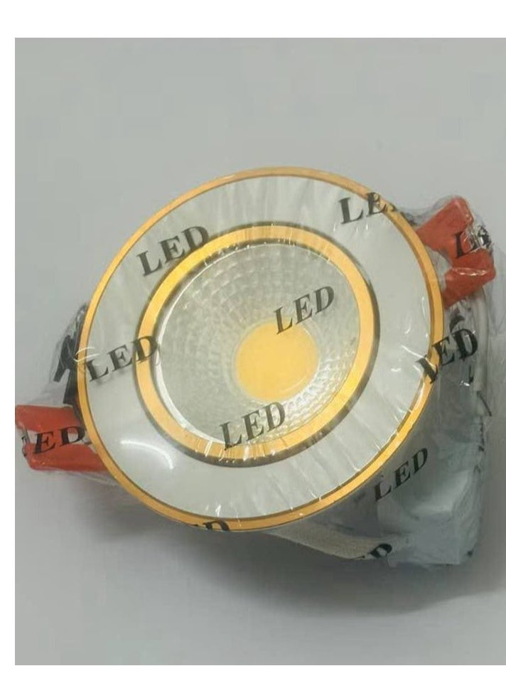 سبوت لايت مقاس القاعده 7 سم  7 واط LED اضاءه اصفر ايطار ذهبي COB