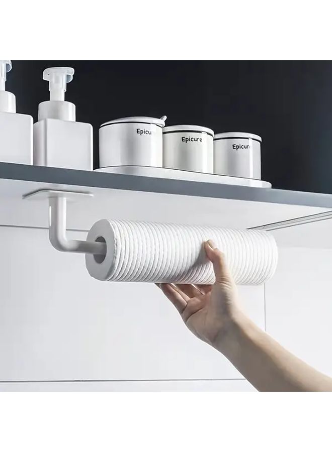 1pc No Drill Wall Mount Hook Traceless Hanging Rack For Kitchen Towels Paper Rolls - Image 4