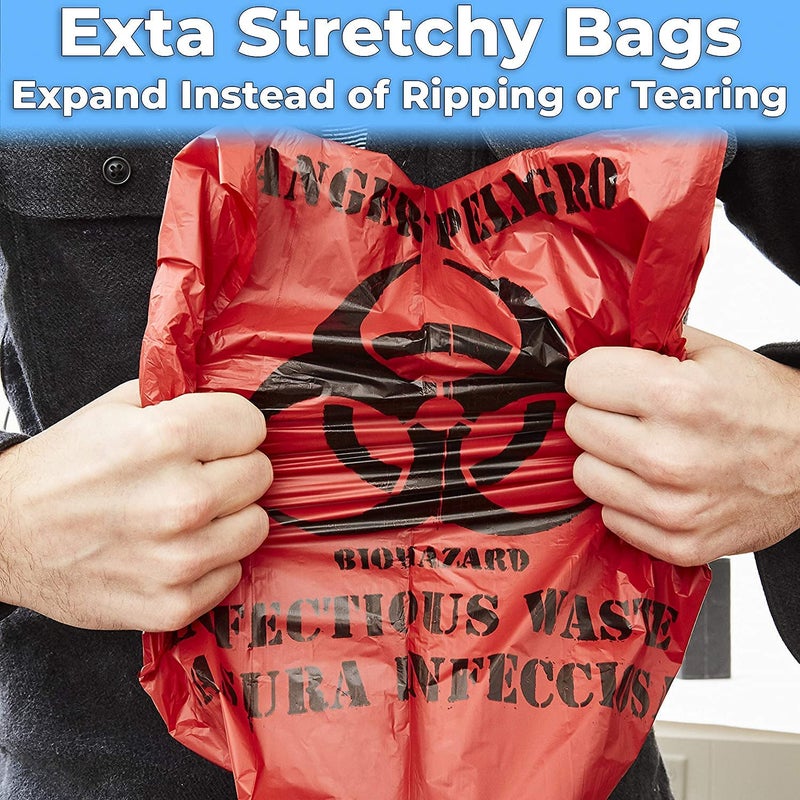Eco Tone Red BiohazardBiomedical Waste Bag 19 21 Inches Pack of 200 Pcs Medium Size - Image 3