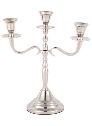Three Arm Candelabra 10 inch Tall Silver Taper Candle Holders Candle Stands Candlesticks for Home Decor Wedding Parties Dinning Table Centerpiece Thick Candles Silver - pzsku/Z75C058D61212142131E0Z/45/_/1737787925/aa637fb4-89e7-477a-82e3-74cfeb126c24