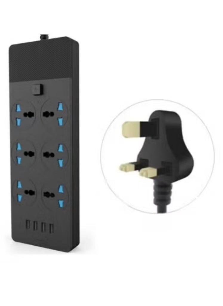 كابتن تيك Power Strip, Surge Protector, Flat Plug Heavy Duty Extension Cord for Home, Office, Dorm, Gaming Room, Black  - Image 1