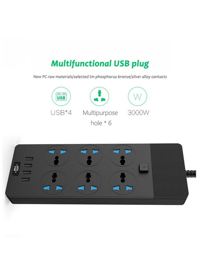 كابتن تيك Power Strip, Surge Protector, Flat Plug Heavy Duty Extension Cord for Home, Office, Dorm, Gaming Room, Black  - Image 4