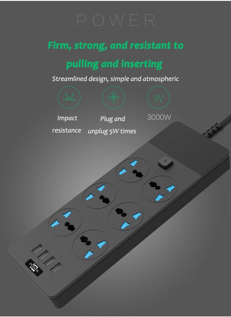 كابتن تيك Power Strip, Surge Protector, Flat Plug Heavy Duty Extension Cord for Home, Office, Dorm, Gaming Room, Black  - Image 5