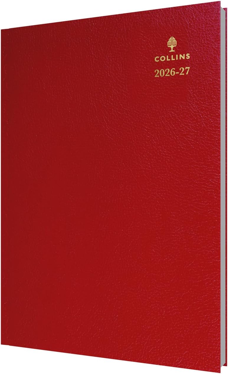 Collins 2026-2027 Mid/Academic Year Planner - 13 Month A4 Day-to-Page - Hard Cover - Collins Debden Desk Diary Red (44M.15-2627) - Image 1
