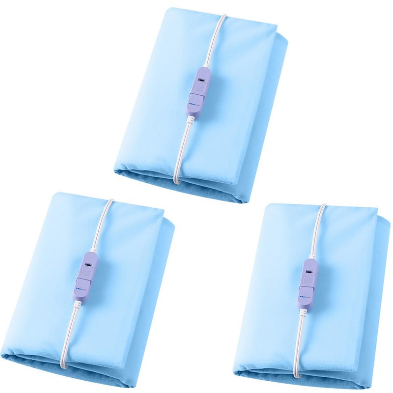 Boncare Large Heating Pad Without Auto Shut Off For Cramps And Back Pain Relief  High And Low Temperature Settings Classical Vinyl Hot Electric Heat Pad With Washable Cover Sky Blue (12""X 24""  3) - Image 1