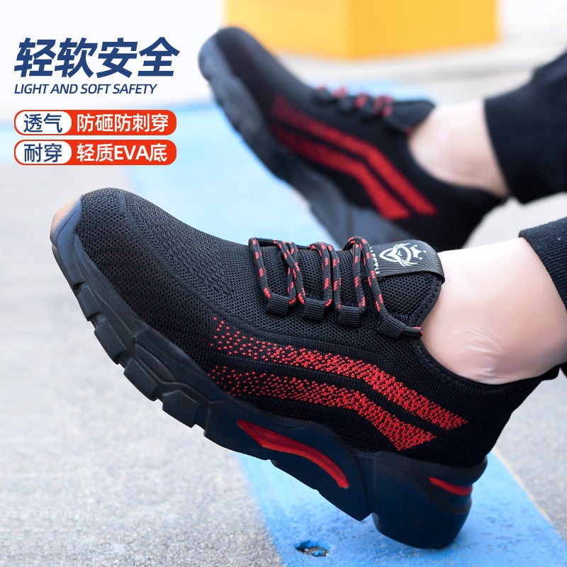Lightweight Safety Shoes Fly-Woven Breathable Steel Toe Safety Shoes Anti-Smashing And Anti-Piercing Eva Bottom Protective Work Shoes - Image 5