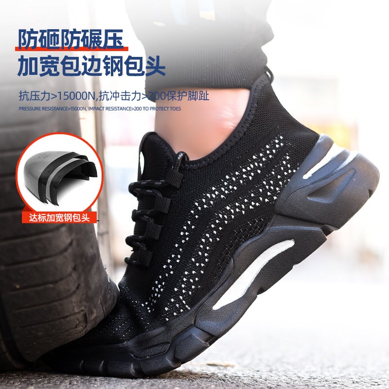 Lightweight Safety Shoes Fly-Woven Breathable Steel Toe Safety Shoes Anti-Smashing And Anti-Piercing Eva Bottom Protective Work Shoes - Image 4