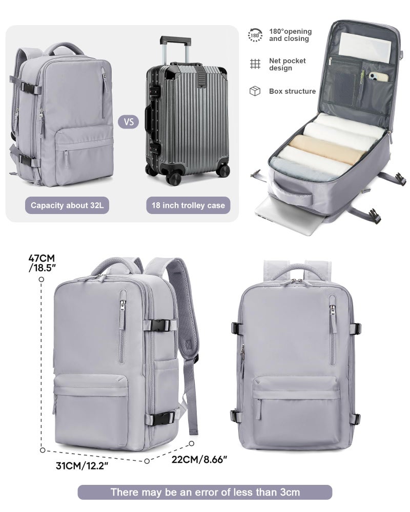 VGCUB Large Travel Backpack Bag for Women Men,Carry on Backpack,17 Inch Laptop Business Work Waterproof Backpack with Laptop Compartment,Person Item Flight Approved,Mochila de Viaje,Grey Large - Image 3