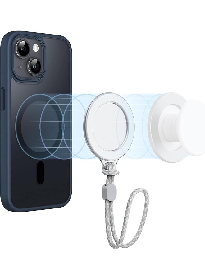 S-TOP Mag-safe Ring with Lanyard, Secure Wrist Strap with Magnetic Ring, Compatible with iPhone 16/15/14/13/12 & Android Devices, Mag-Safe Cases, Adjustable Cord for Hands-Free Use (White) - Image 1
