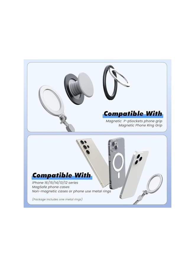 S-TOP Mag-safe Ring with Lanyard, Secure Wrist Strap with Magnetic Ring, Compatible with iPhone 16/15/14/13/12 & Android Devices, Mag-Safe Cases, Adjustable Cord for Hands-Free Use (White) - Image 3