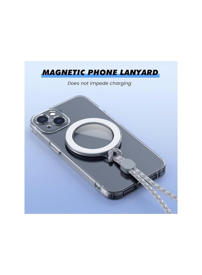 S-TOP Mag-safe Ring with Lanyard, Secure Wrist Strap with Magnetic Ring, Compatible with iPhone 16/15/14/13/12 & Android Devices, Mag-Safe Cases, Adjustable Cord for Hands-Free Use (White) - Image 2