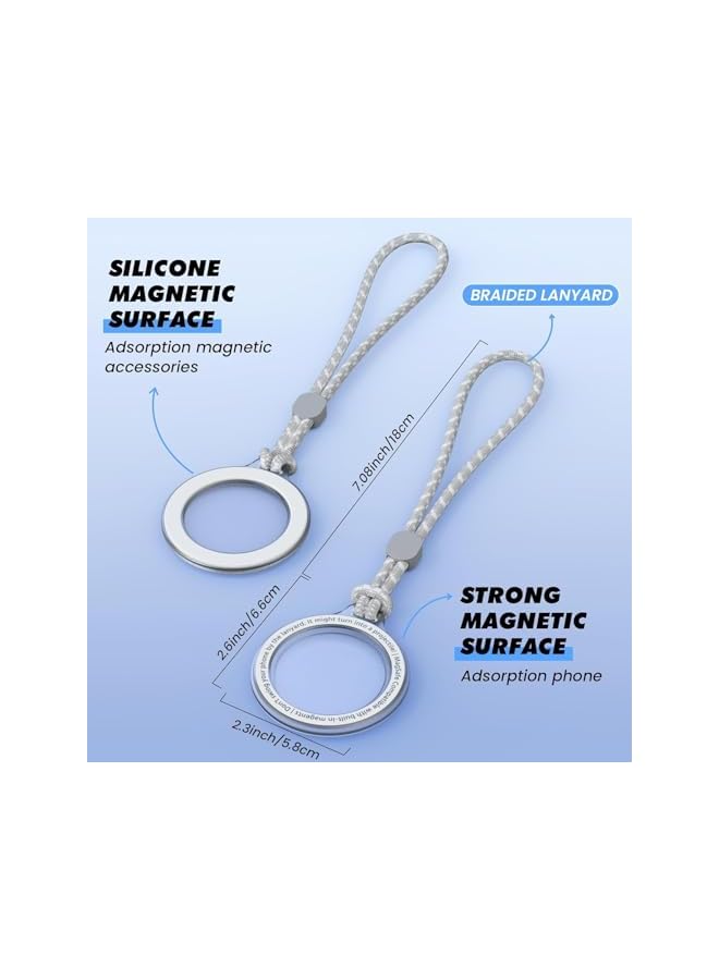 S-TOP Mag-safe Ring with Lanyard, Secure Wrist Strap with Magnetic Ring, Compatible with iPhone 16/15/14/13/12 & Android Devices, Mag-Safe Cases, Adjustable Cord for Hands-Free Use (White) - Image 4