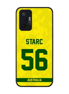 Rugged Black Edge Case for Redmi Note 10 Pro 4G, Slim fit Soft Case Flexible thin Cover - Player Name - Mitchell Starc, Jersey Number- 56