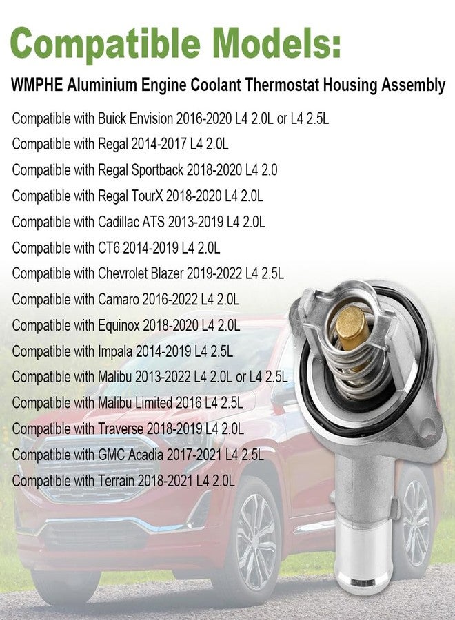 WMPHE Aluminium Engine Coolant Thermostat Housing Replacement for 902-2089, Compatible with Buick Envision Regal Cadillac ATS CT6 Chevy Camaro Blazer Malibu Traverse GMC Acadia Terrain 2013-2022 - Image 3