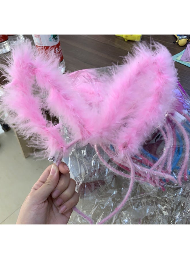 Stall Toy Night Market Explosions With Light Hairband Rabbit Ears Headband Plush Headwear Push Small Gift Hairpin-Color:10 Lights Short Hair Rabbit Ears Mixed Color - Image 3