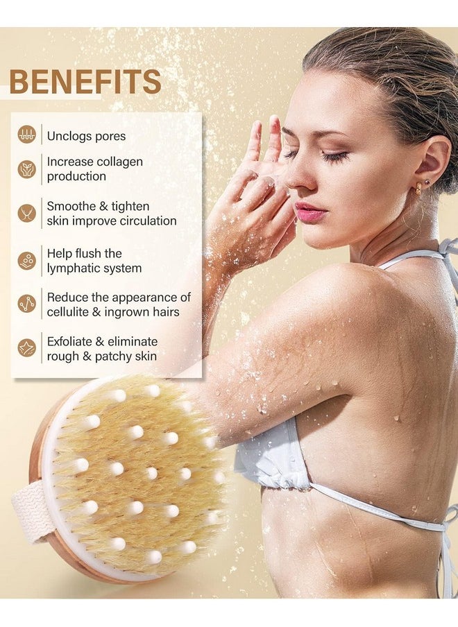 POPCHOSE - Dry Brushing Body Brush Popchose Exfoliating Body Brush For Beautiful Skin Body Scrubber For Cellulite And Lymphatic Drainage Blood Circulation Improvement With Natural Bristles Massage Nodules - Image 1